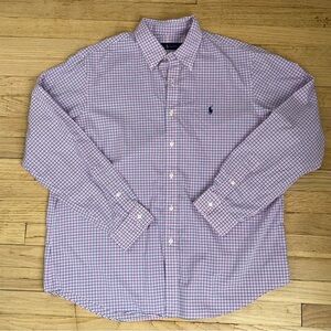 Ralph Lauren l/s plaid checked dress shirt button front xl pink blue‎ mens